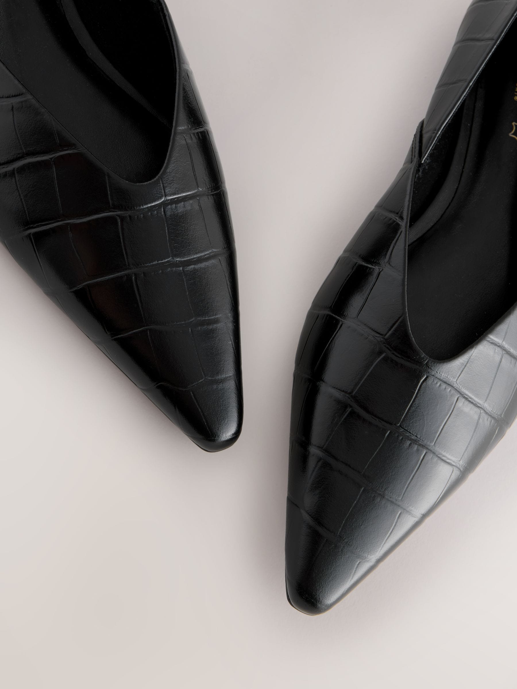 Zwart krokodil-effect - Premium Leather Pointed Toe Ballerinas