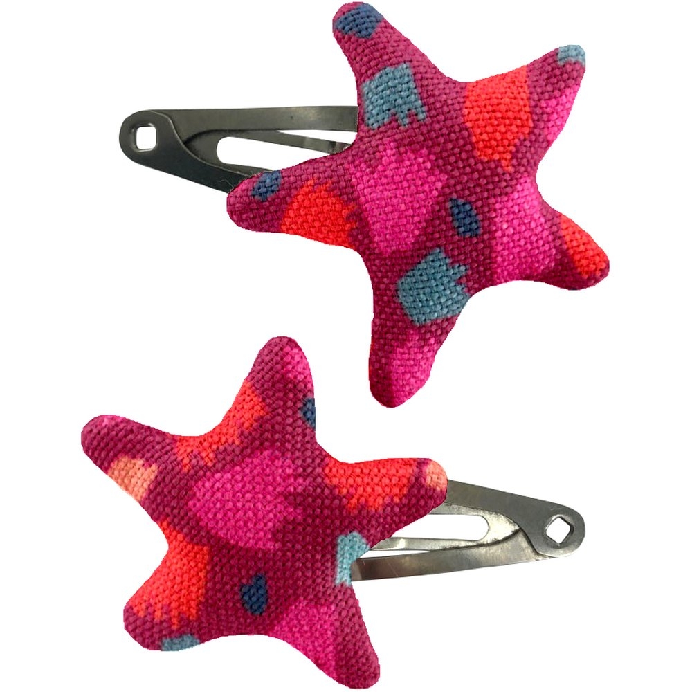 Barrettes Clic-Clac Étoile Pompons Cerise