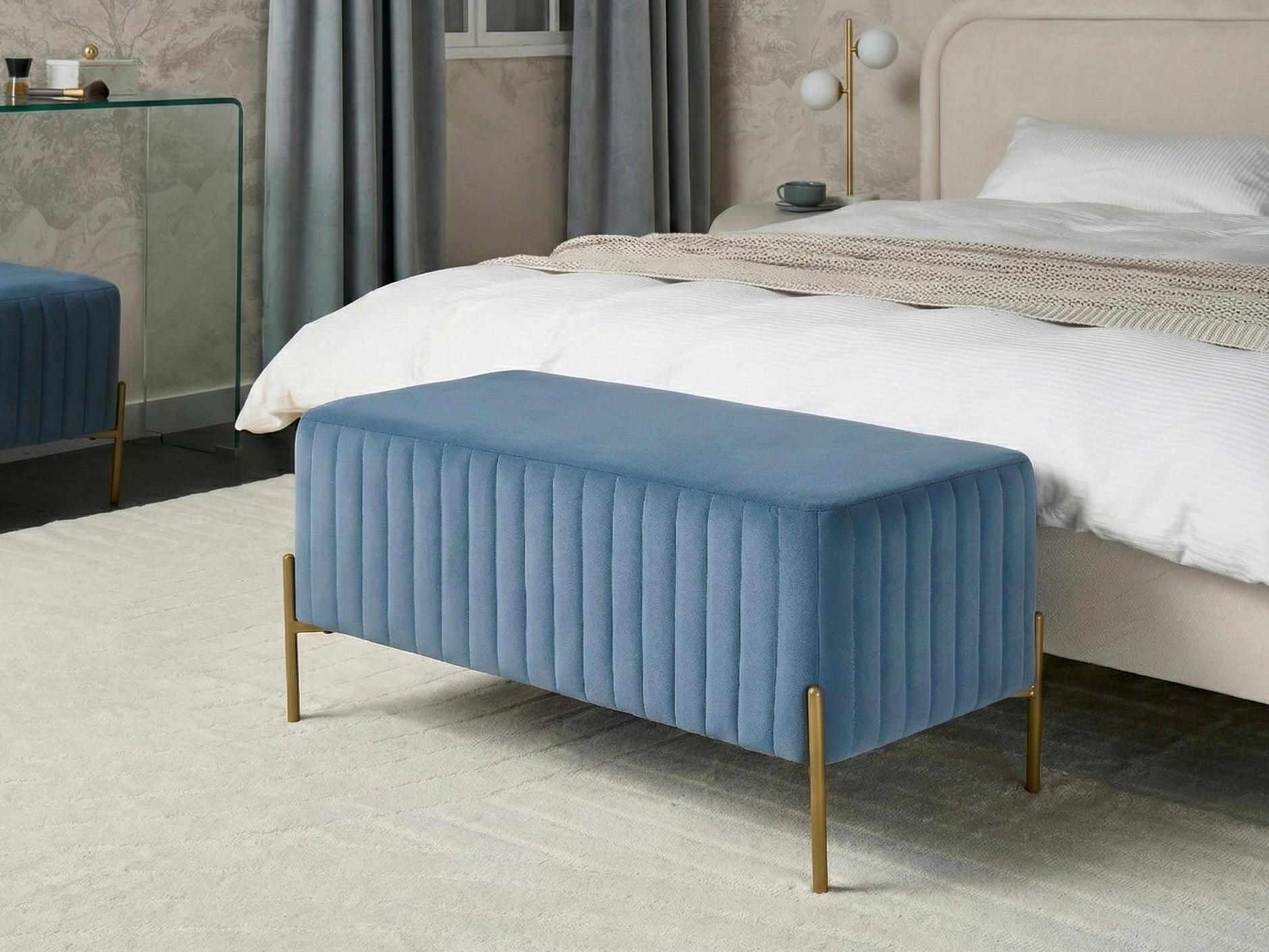 Bankje UTAH Fluweel Blauw