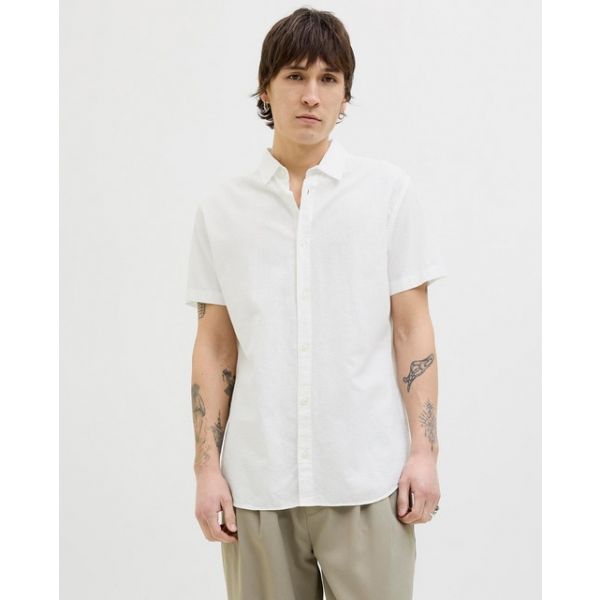 Jack & Jones Camisa De Manga Curta Breeze Linen Blend White L
