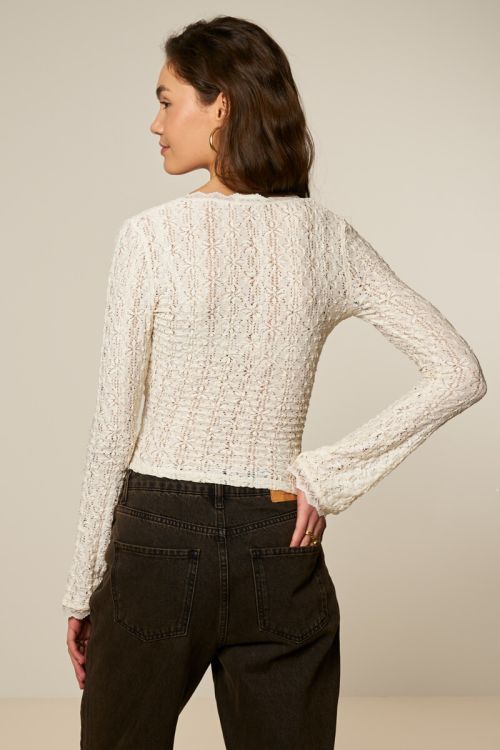 Witte kanten top met overslag