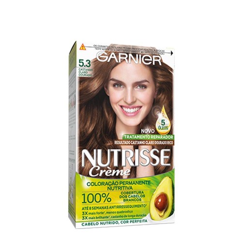 Garnier Nutrisse Coloração Permanente 5.3 Castanho Claro Dourado