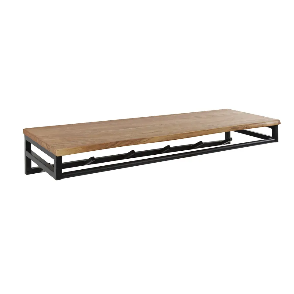 Kapstok Henry acaciahout 6 haken - 35x100x17 cm - Hout - Bruin