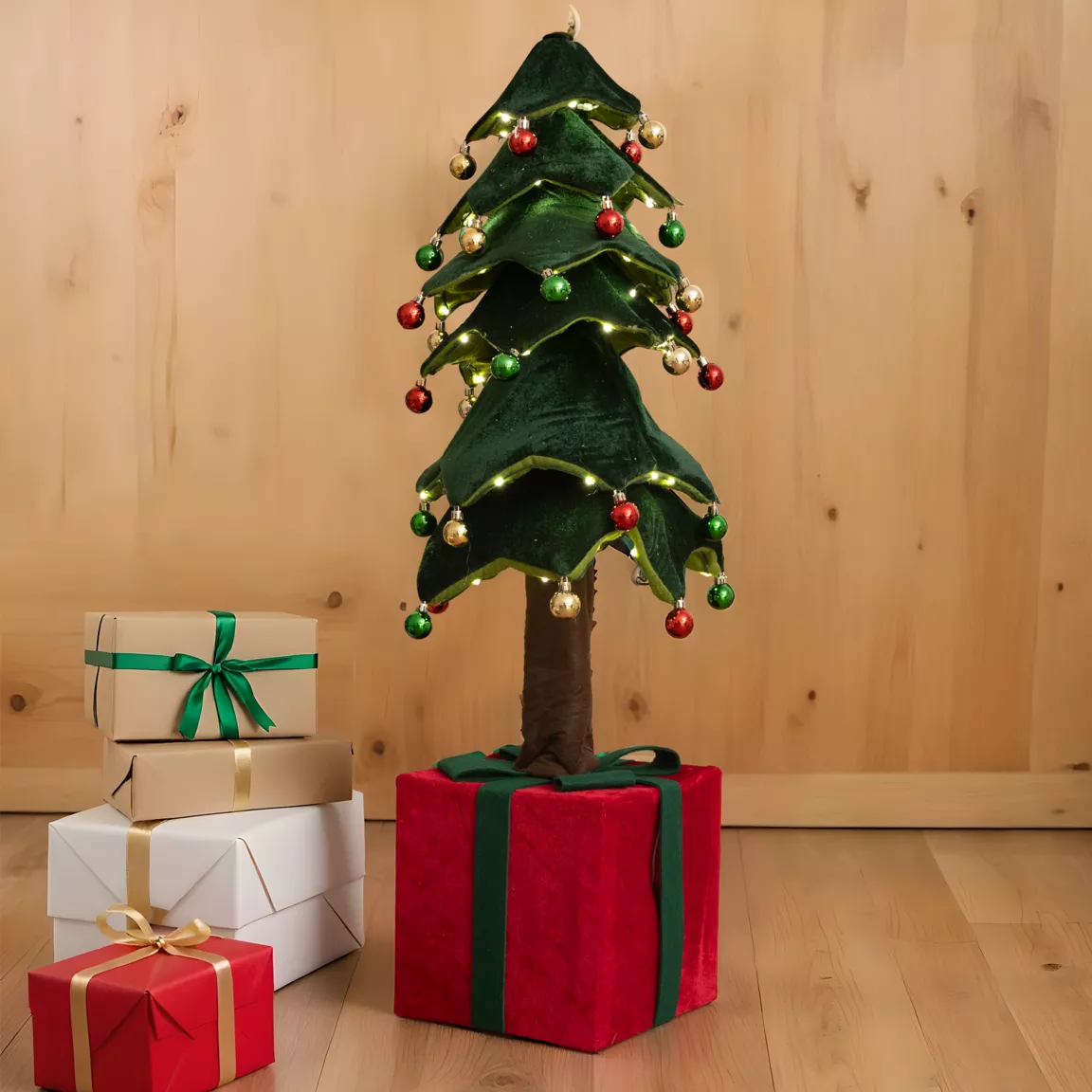 Sapin de Noël lumineux à piles (H115 cm) Mon beau Cadeau