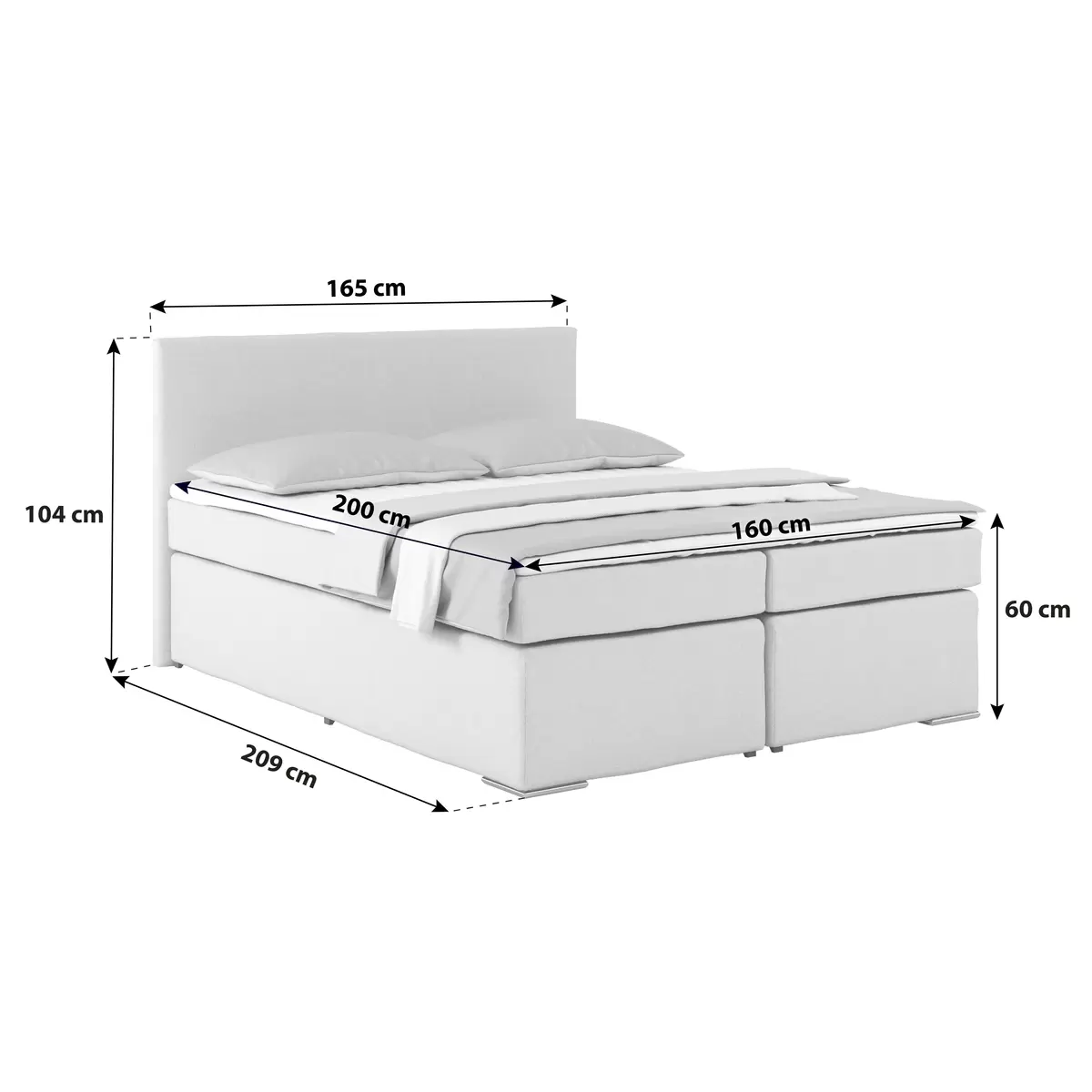 Boxspringbett Nero 160 x 200 Schwarz