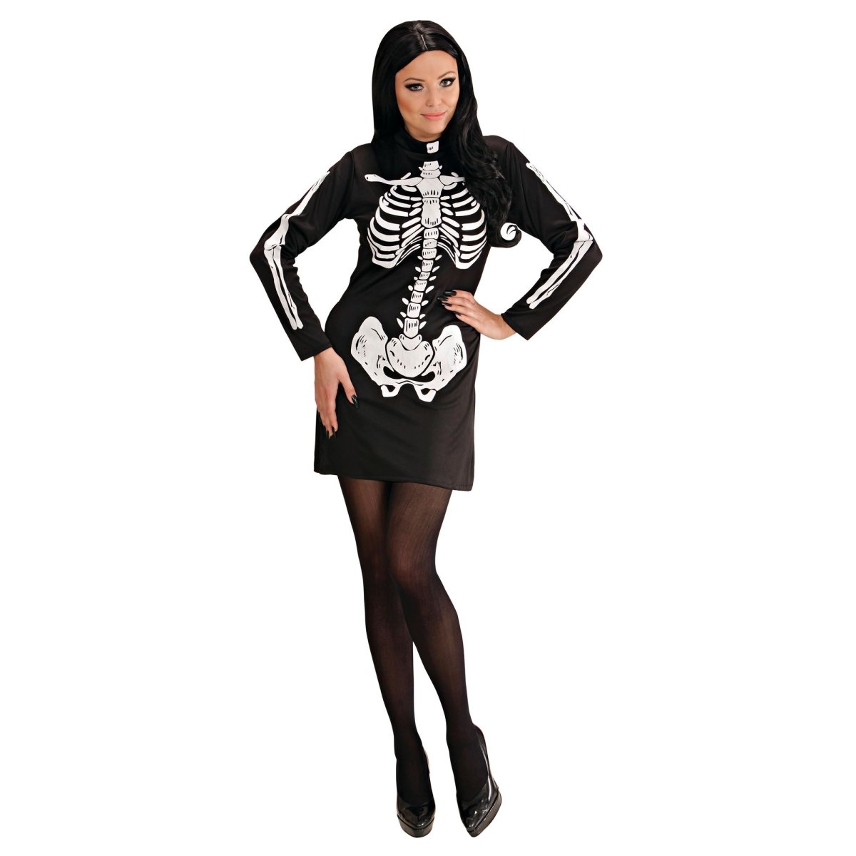 Halloween Jurk Zwart Wit Dames Skelet