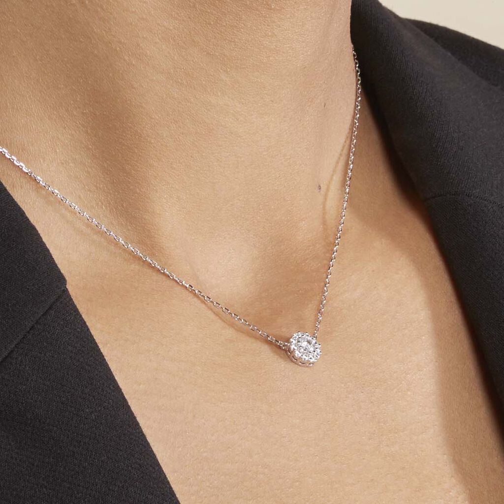 Collier Swanny Argent Blanc Oxyde De Zirconium