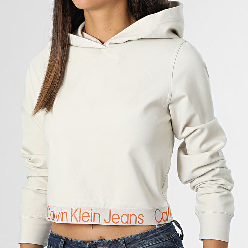 Sweat Capuche Crop Femme 9904 Beige