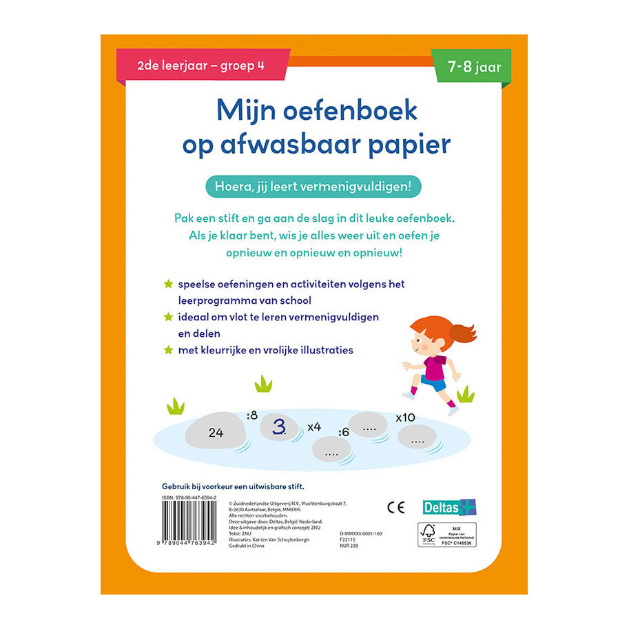 Oefenboek Afwasbaar Papier Tafels van Vermenigvuldiging(7-8 j.)