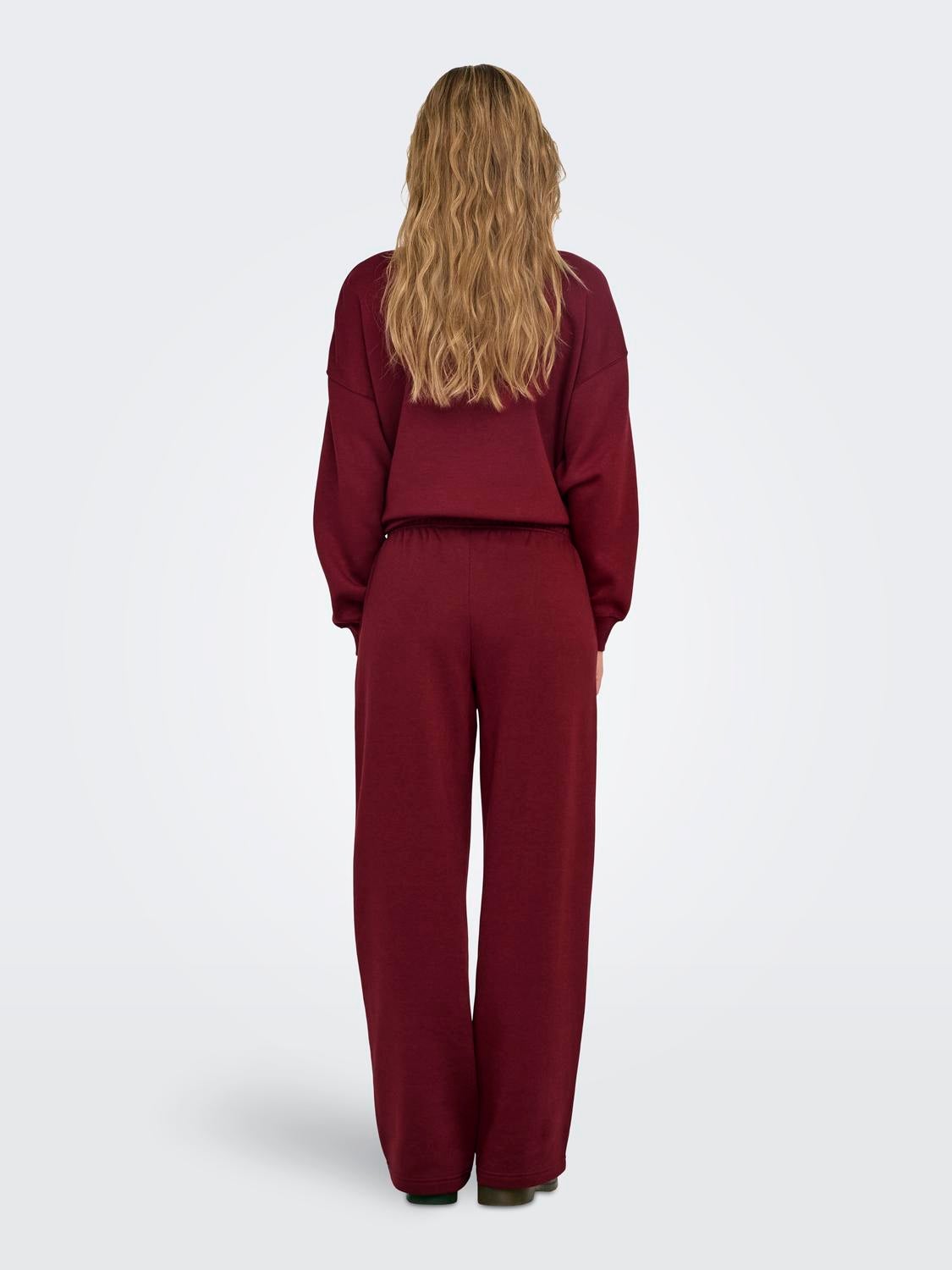 ONLBEST Mittlere Taille Weiter Beinschnitt Hose Cabernet