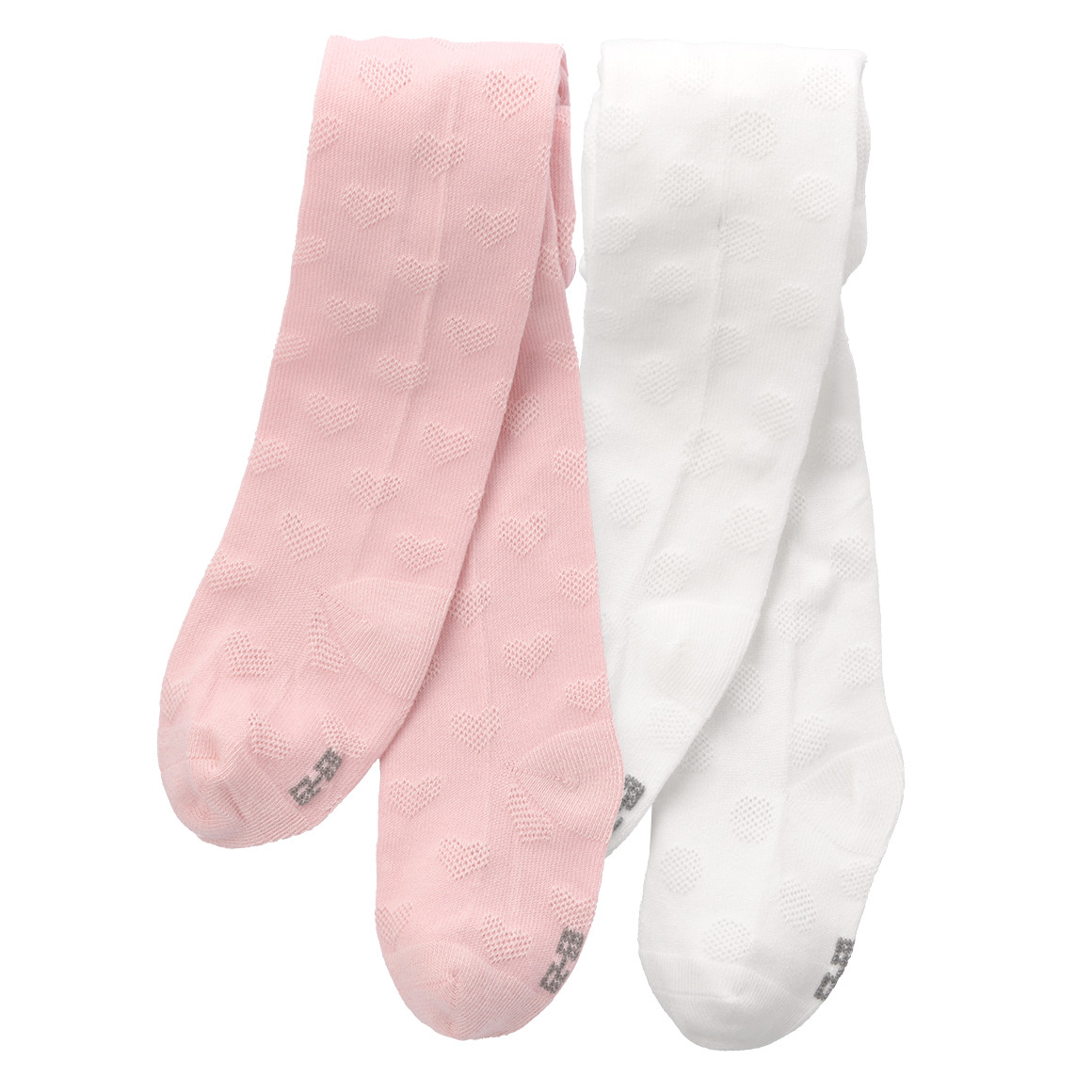 Topomini 2 Baby Strumpfhosen mit Ajour-Muster weiss / rosa