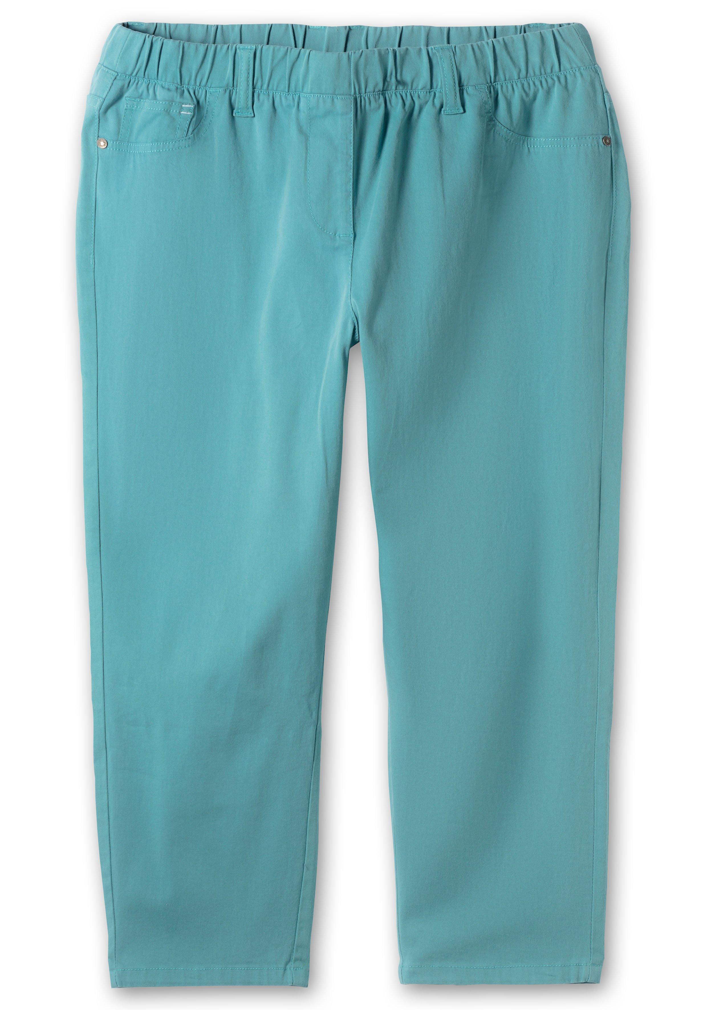 Schmale 7/8-Hose mit Gummibund, aus Twill