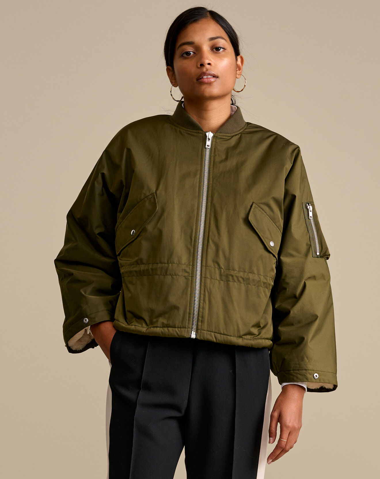Bellerose Veste bombers oversize Heyden vert olive