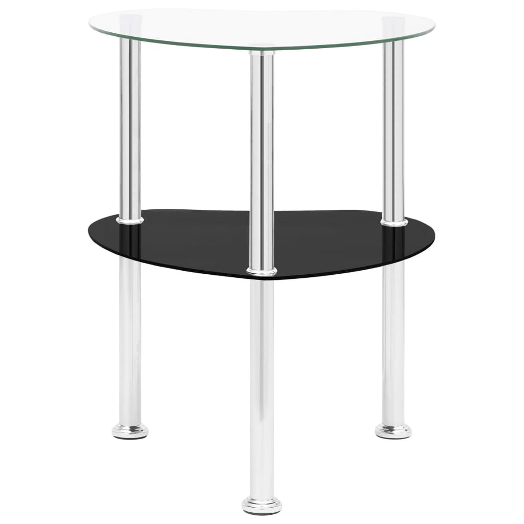 vidaXL Salontafel met 2 lagen, 38x38x50 cm, helder en zwart glas