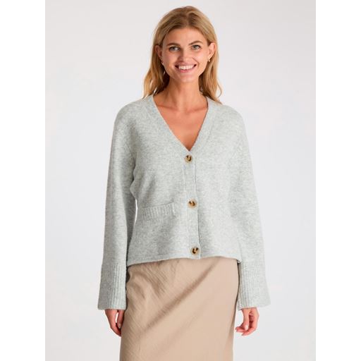 Neo Noir Pixie Knit Cardigan, Light Grey Melange, 36