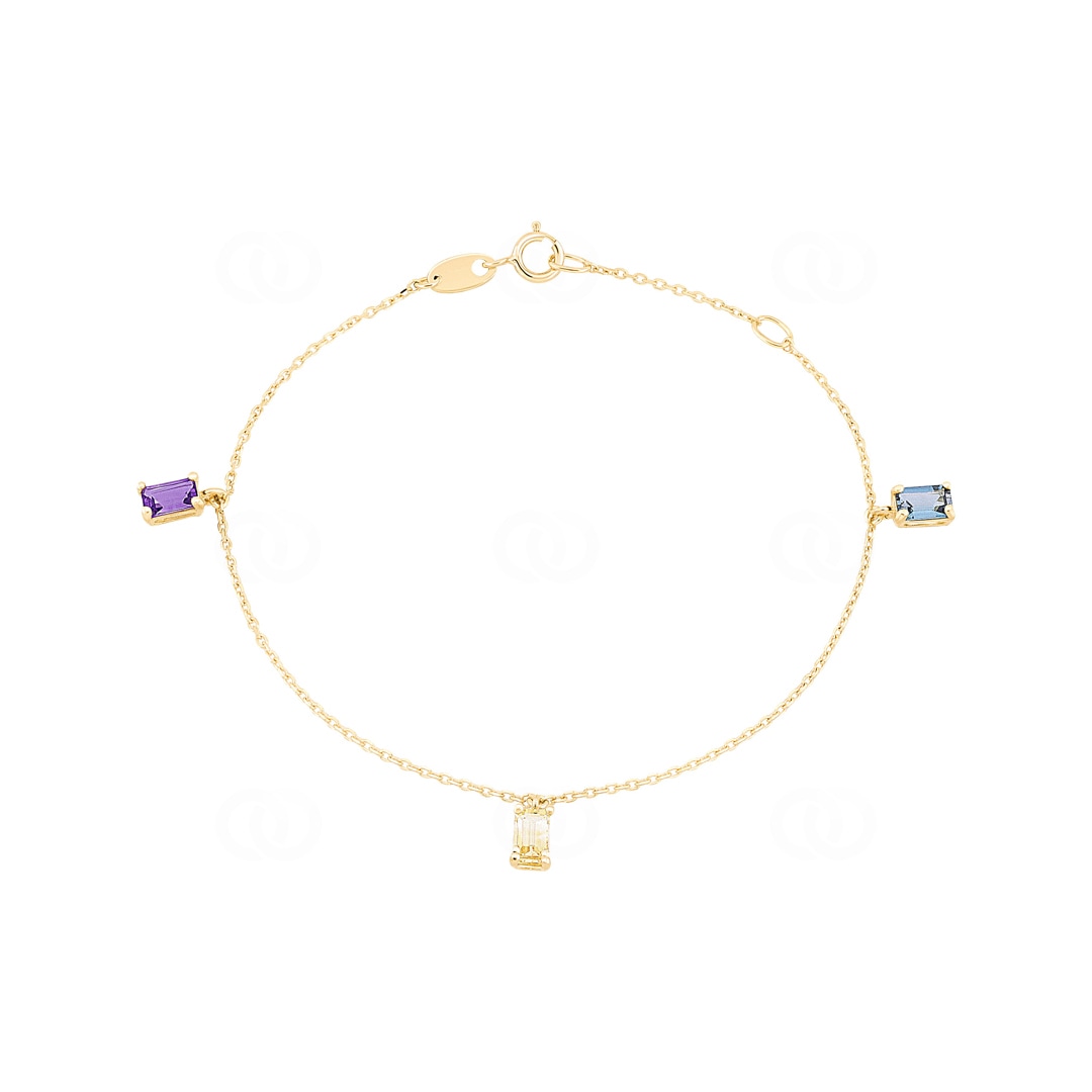 Armband 750/18 K Gelbgold mit Farbsteinen