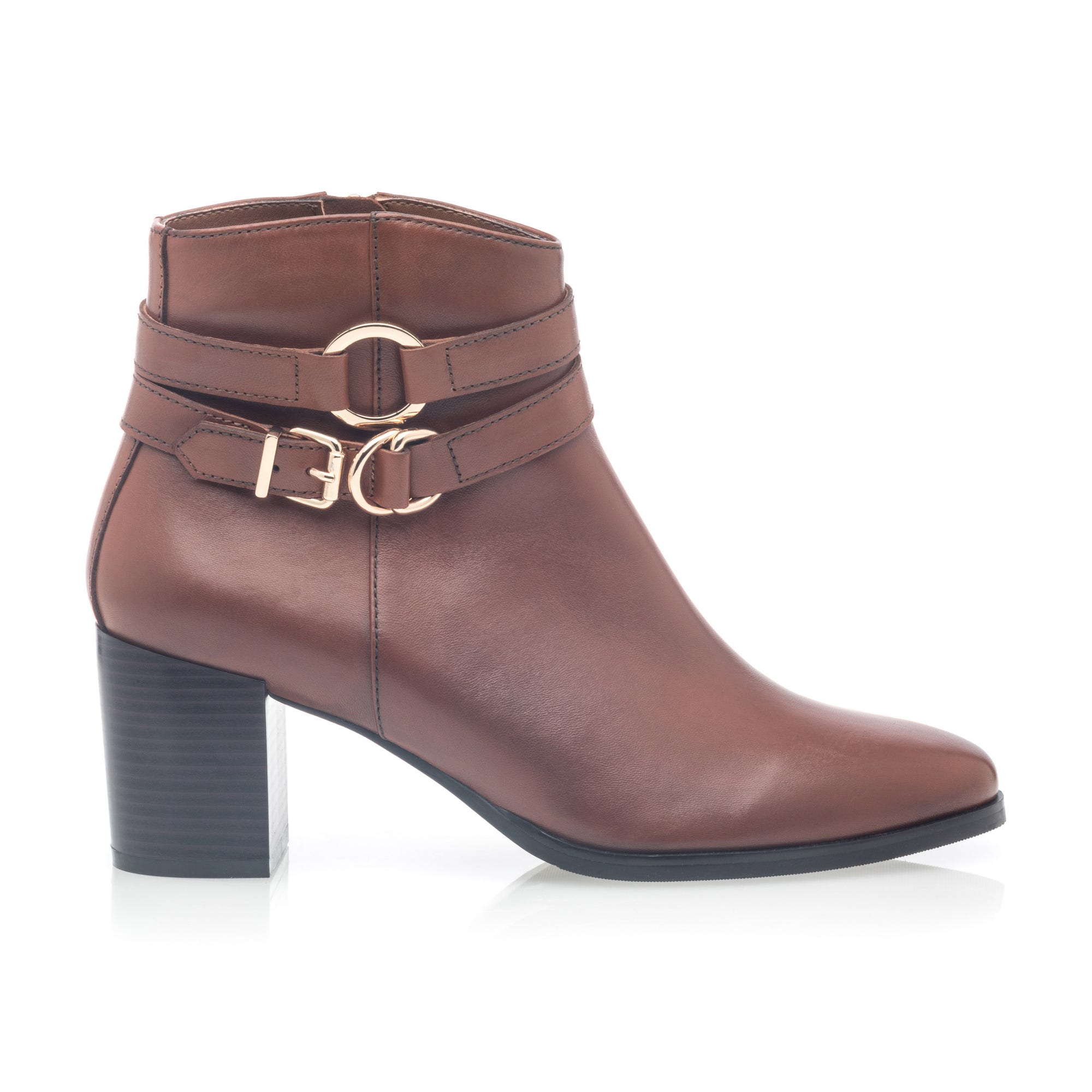 Bottines Femme en cuir cognac