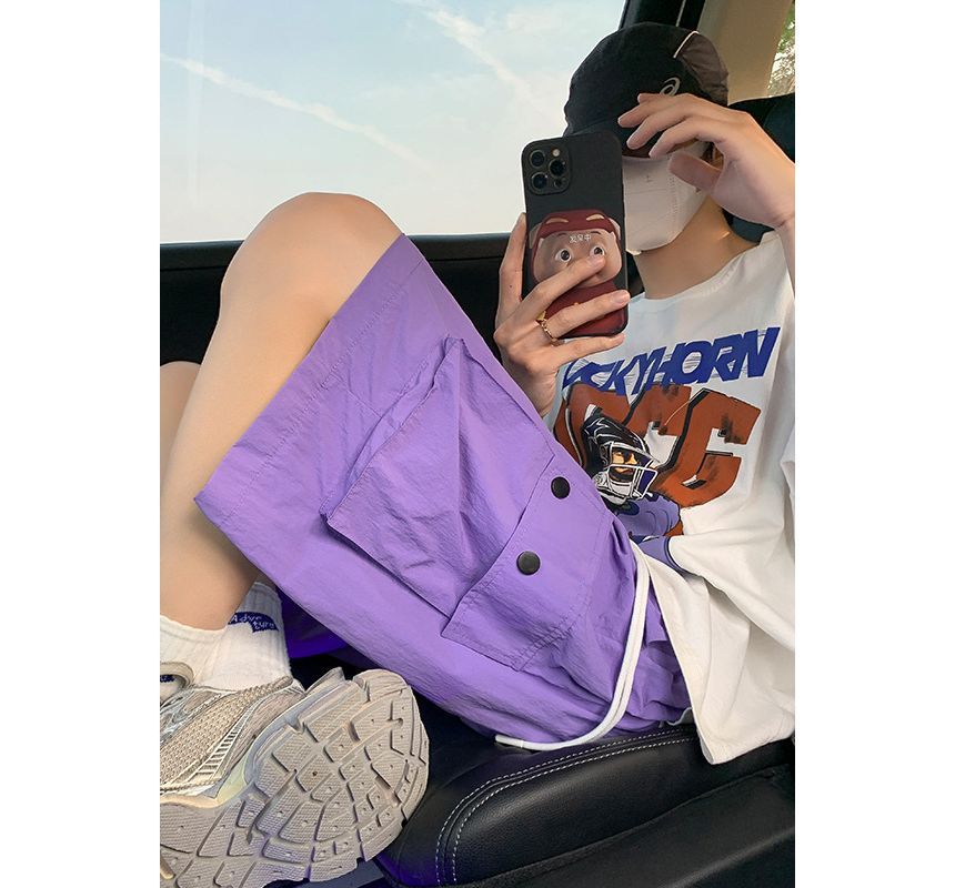 Obikan - Effen cargoshorts met trekkoordtaille