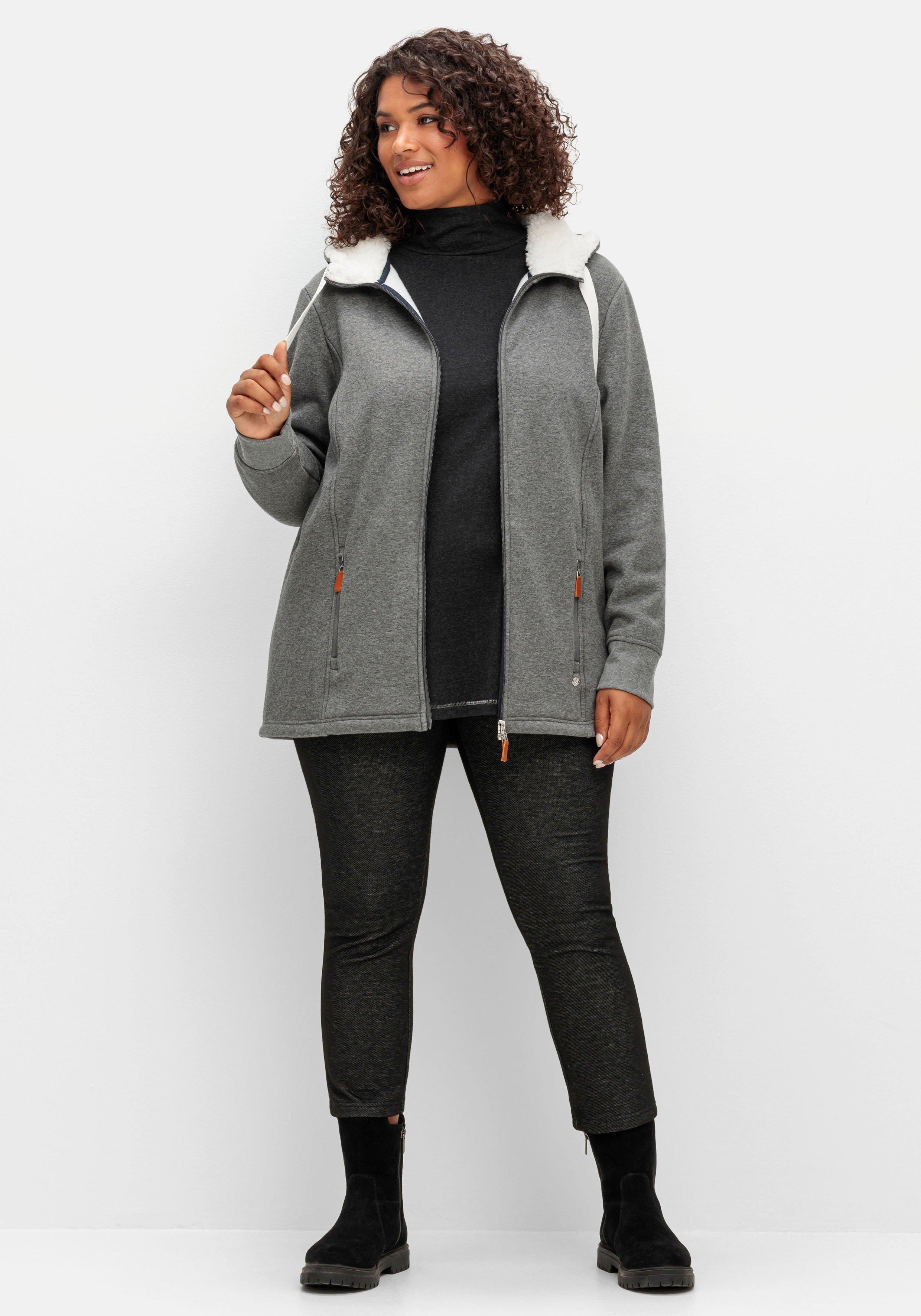 Sweatjacke mit Teddyfutter-Kapuze