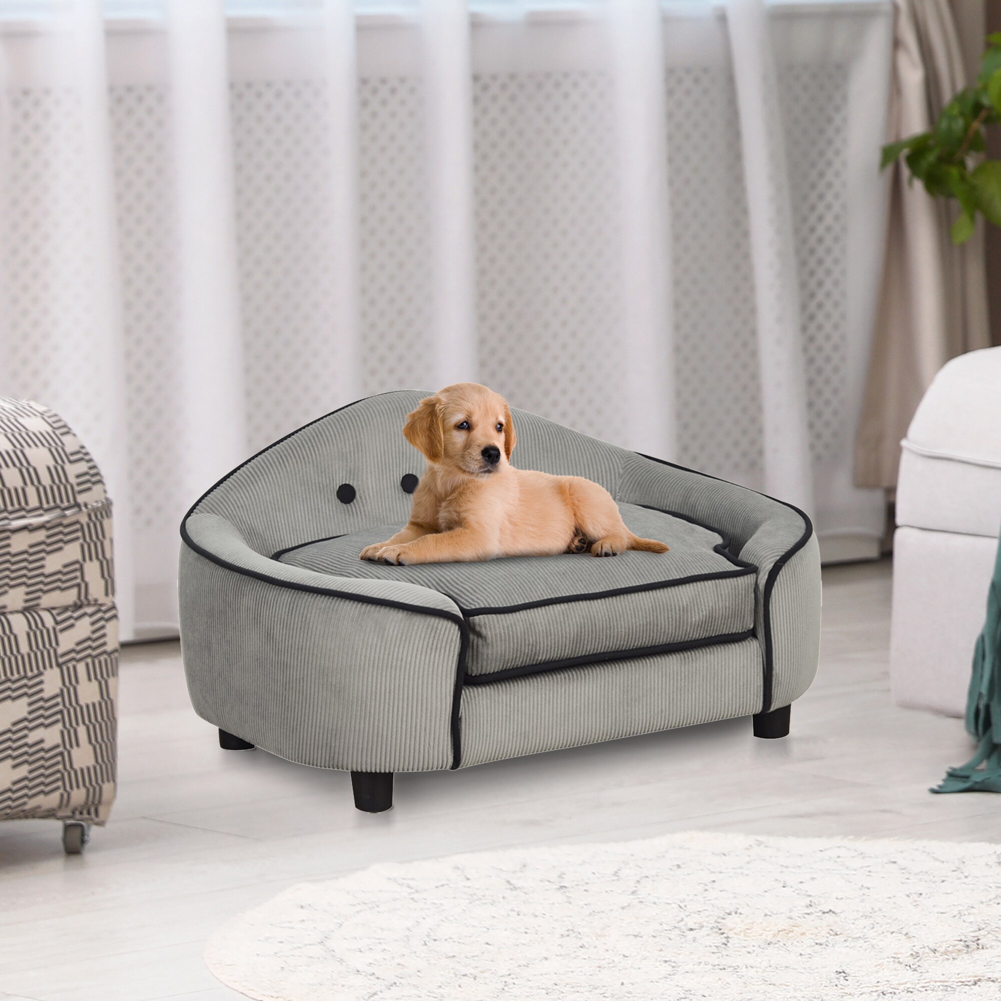 PawHut Hundesofa grau 66,5 x 45 x 35,5 cm (BxTxH)