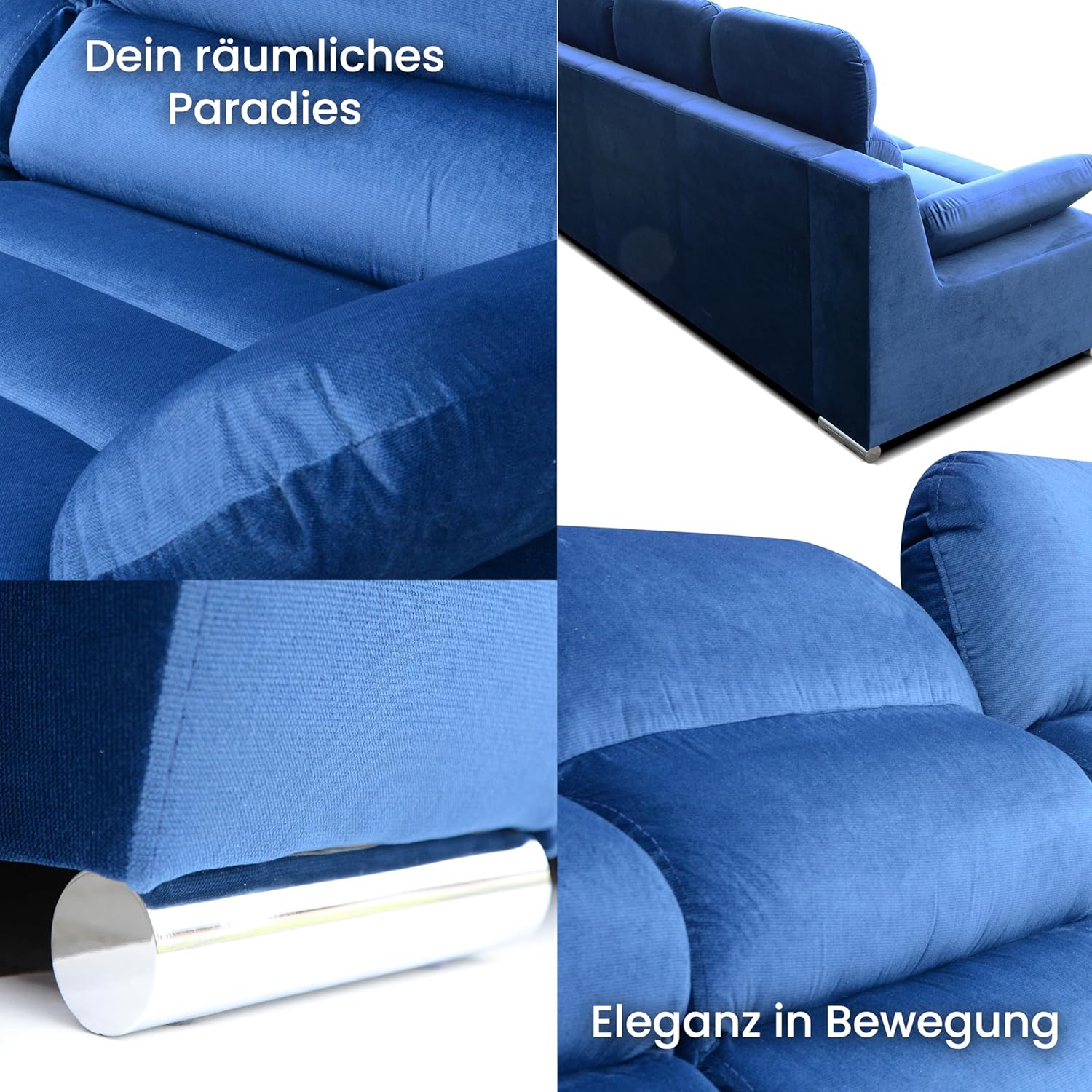 Robin Inspire Amber Sofa 3-Sitzer mit Schlaffunktion Schlafsofa Schlafcouch für Wohnzimmer Bettsofa für Schlafzimmer Couch Sofas & Couches mit Bettfunktion 238 x 96 x 95 cm Kronos Stoff Creme