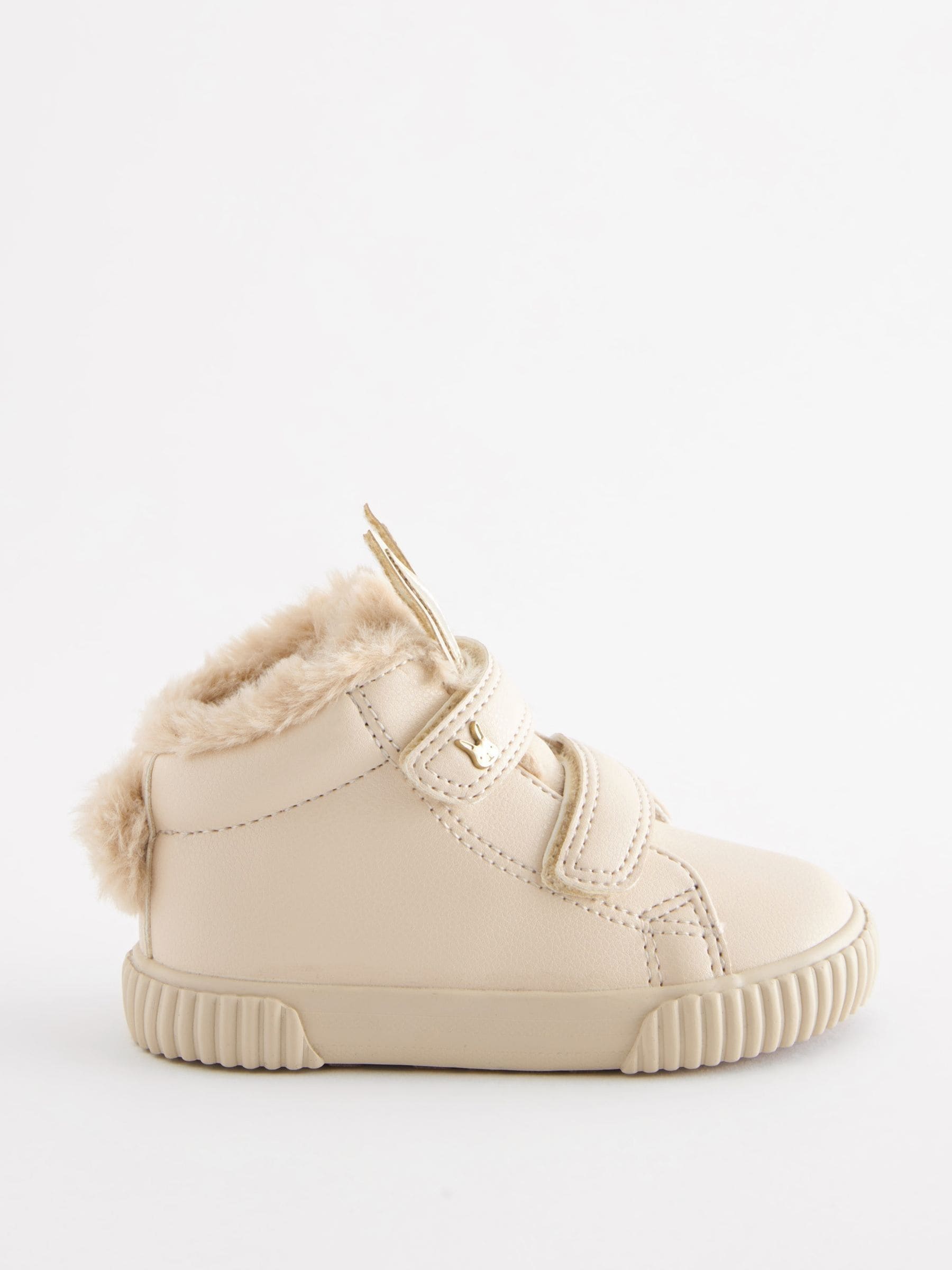 Lichtbeige met konijn - Hoge sneakers met klittenbandsluiting