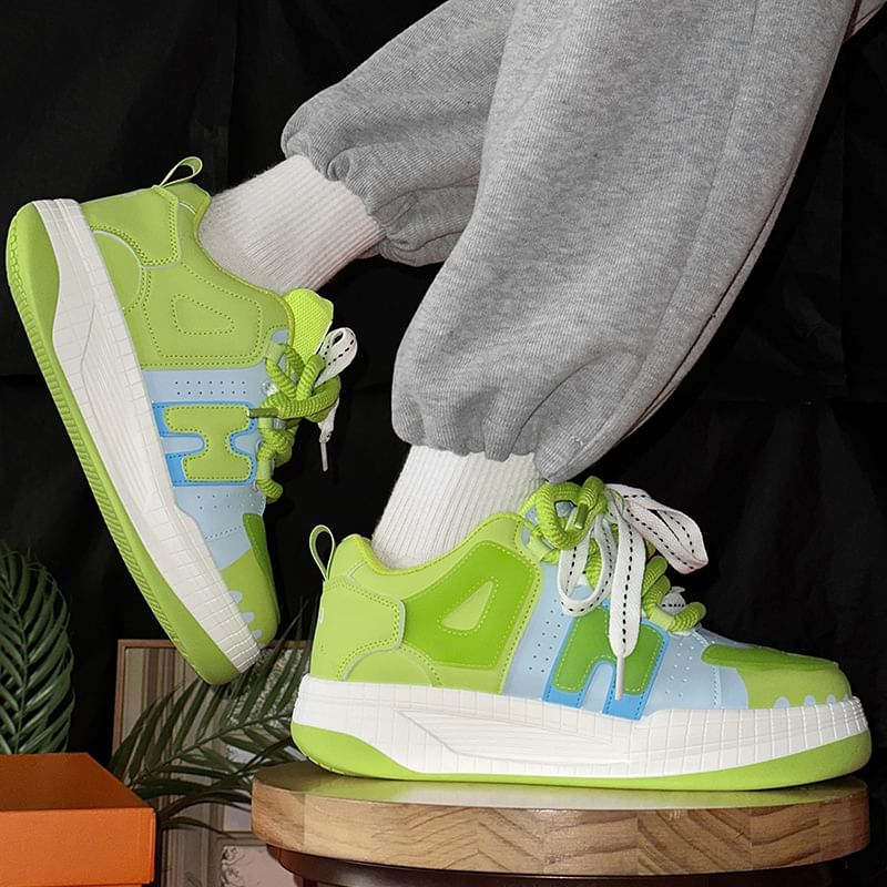 Tanzanite - Color Block veter-platform sneakers
