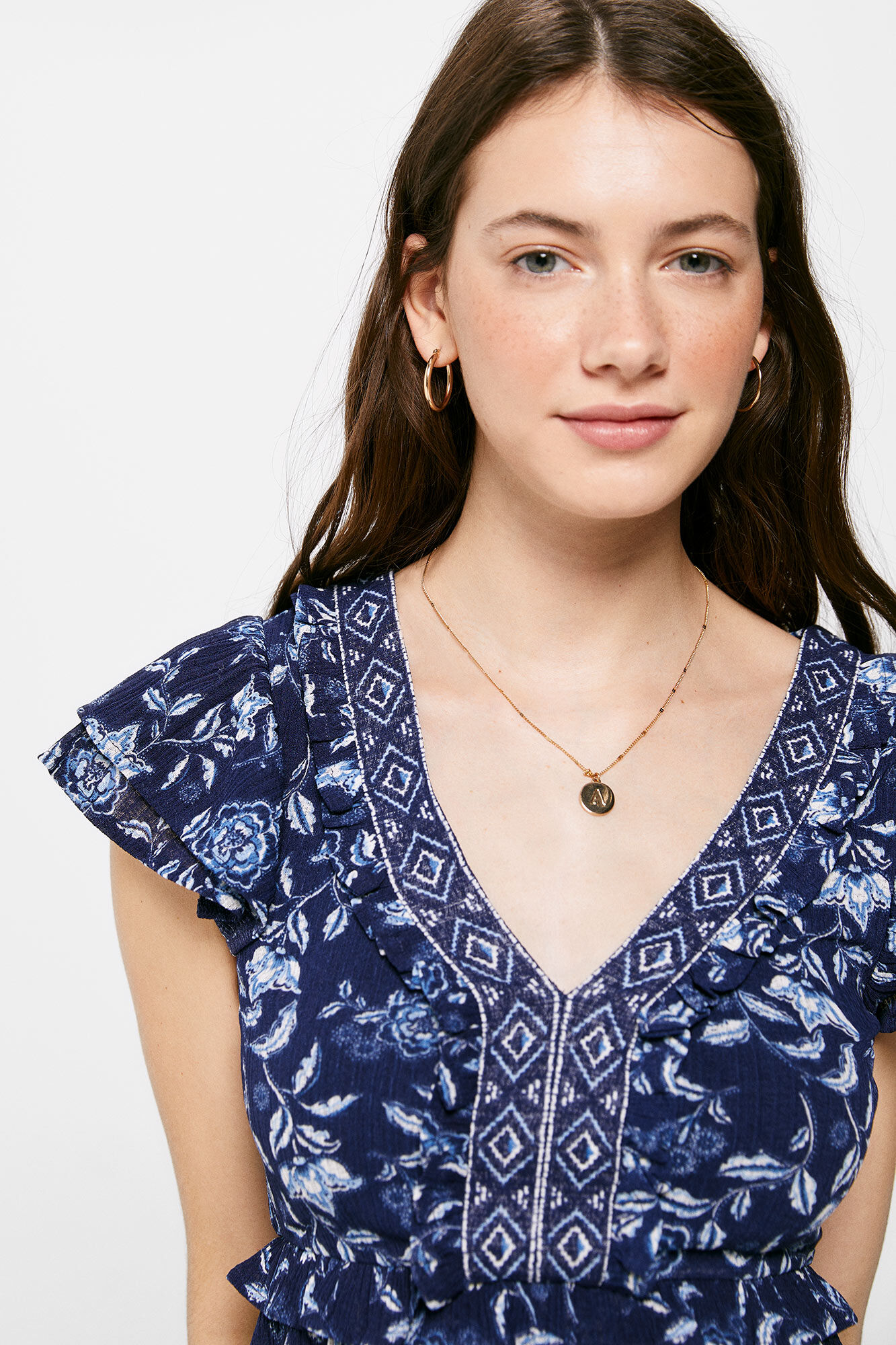 Vestido curto com estampa floral