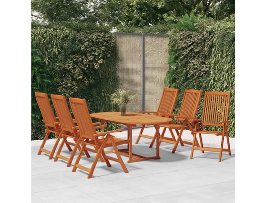 LES TENDANCES - Ensemble table et chaises de jardin-brun-6 places-400600
