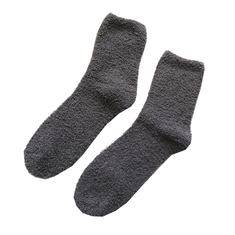 (2 Paar) Kuschel Socken Wintersocken Füsslinge Flauschige Bettsocken (One Size) - Grau