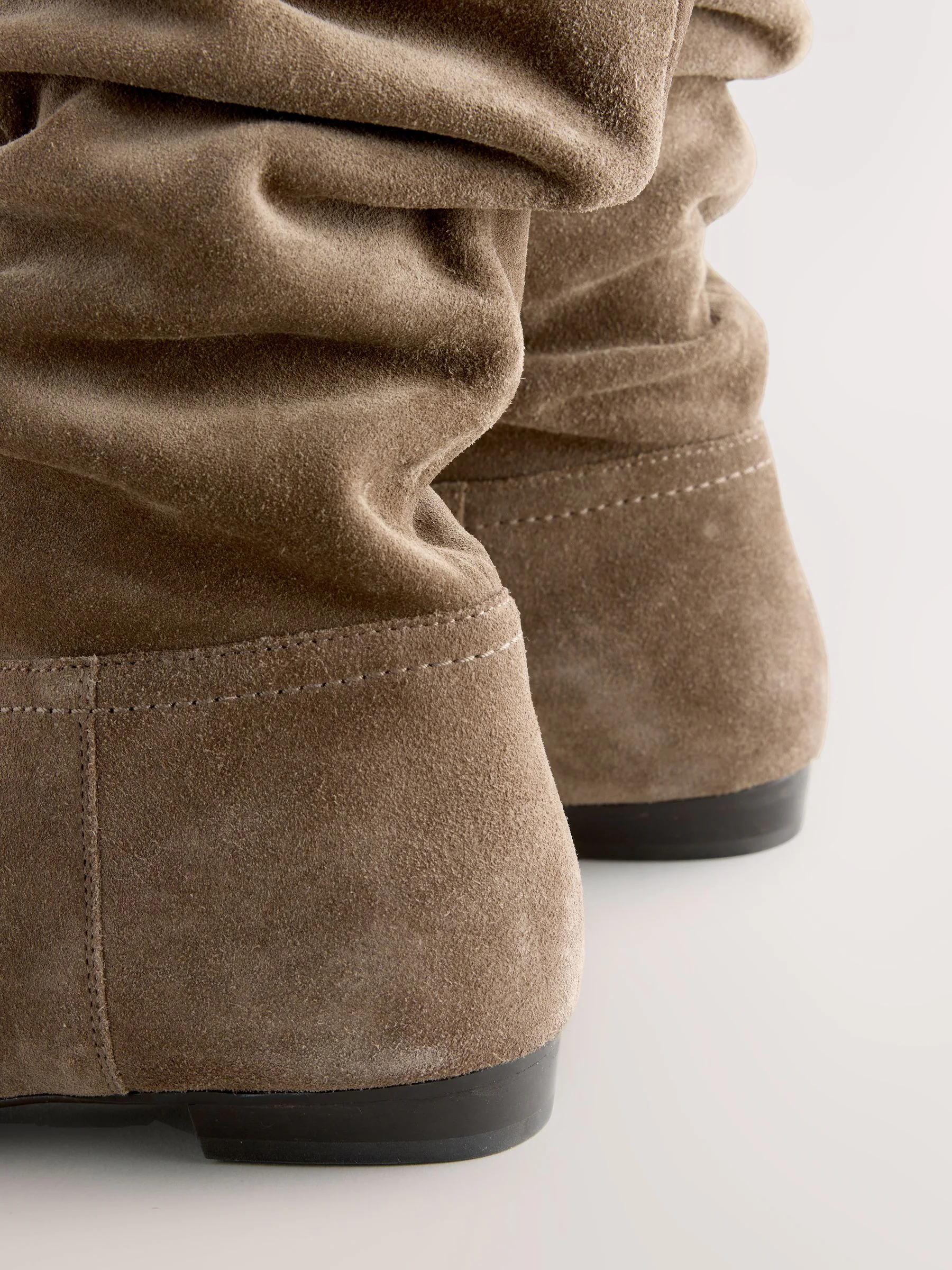 Mink-bruin suède - Signature Premium leren kniehoge slouch Boots