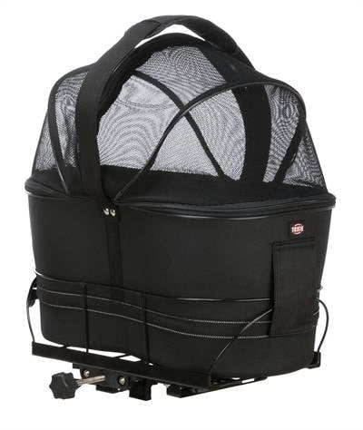 Trixie honden fietsmand Eva achterop Zwart met kussen en kap 48X29X42 cm