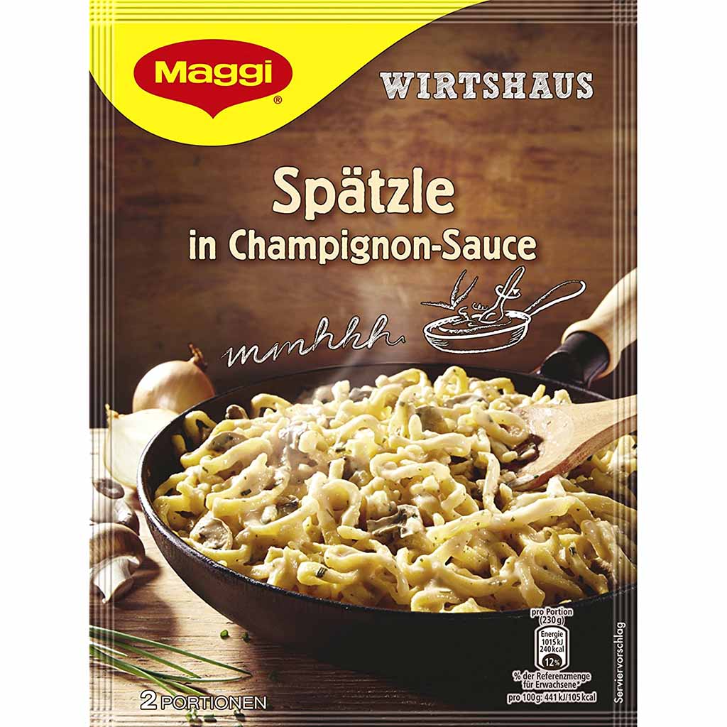 Maggi Wirtshaus Spätzle in Champignon-Sauce 123g MHD:28.10.25