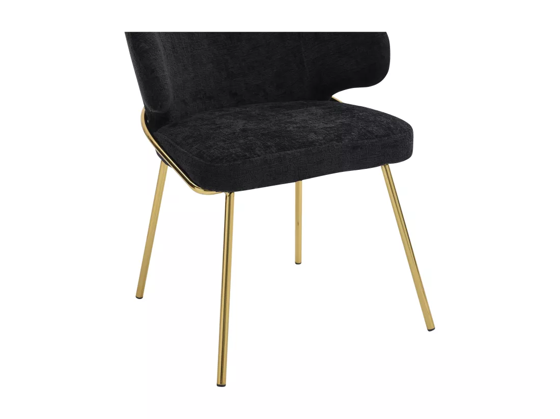 Lot de 6 chaises en tissu et métal doré - Noir - LUXIVA de Pascal Morabito