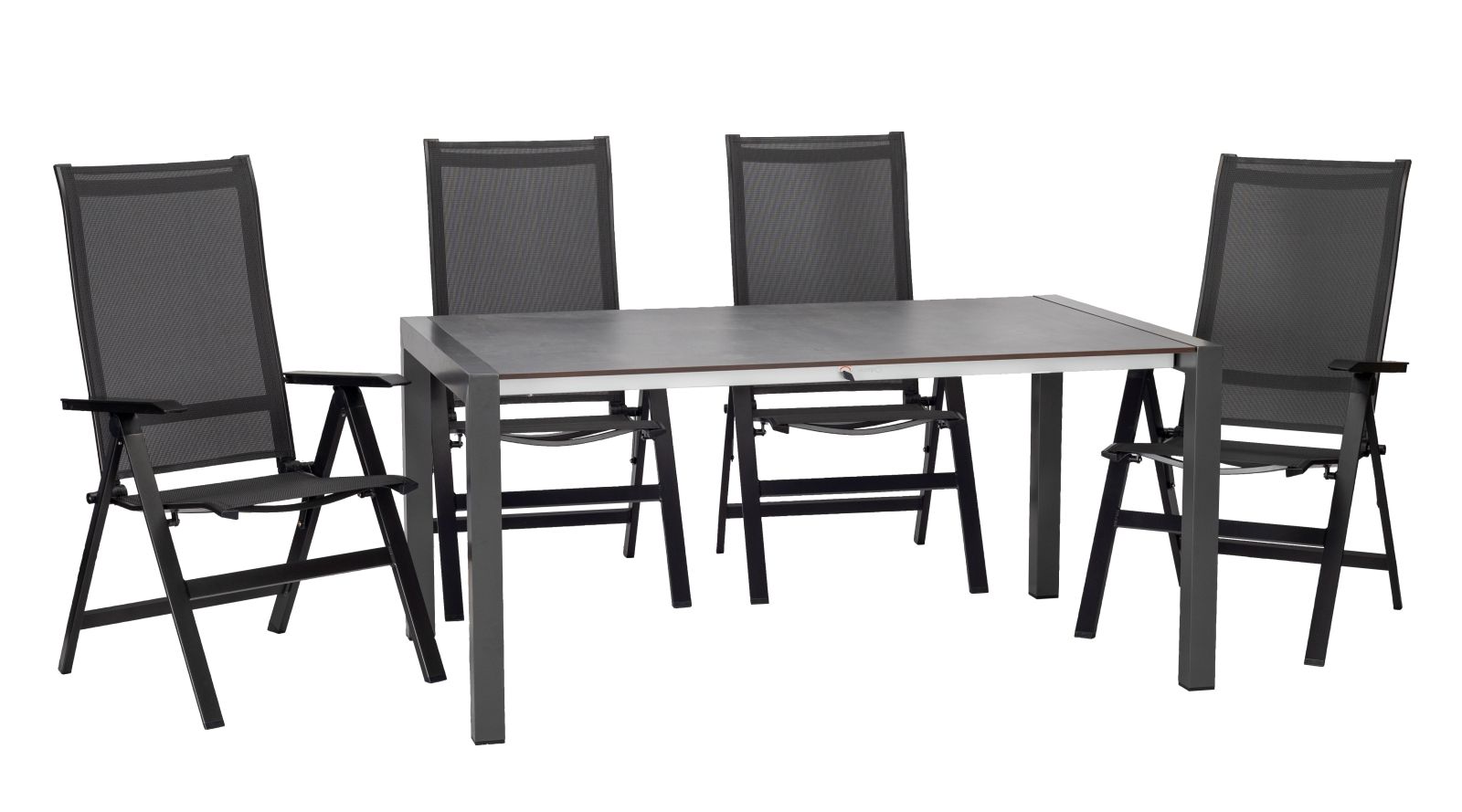 5-teiliges Gartenmöbel-Set - anthrazit - ausziehbarer Tisch - 160/220x75 cm