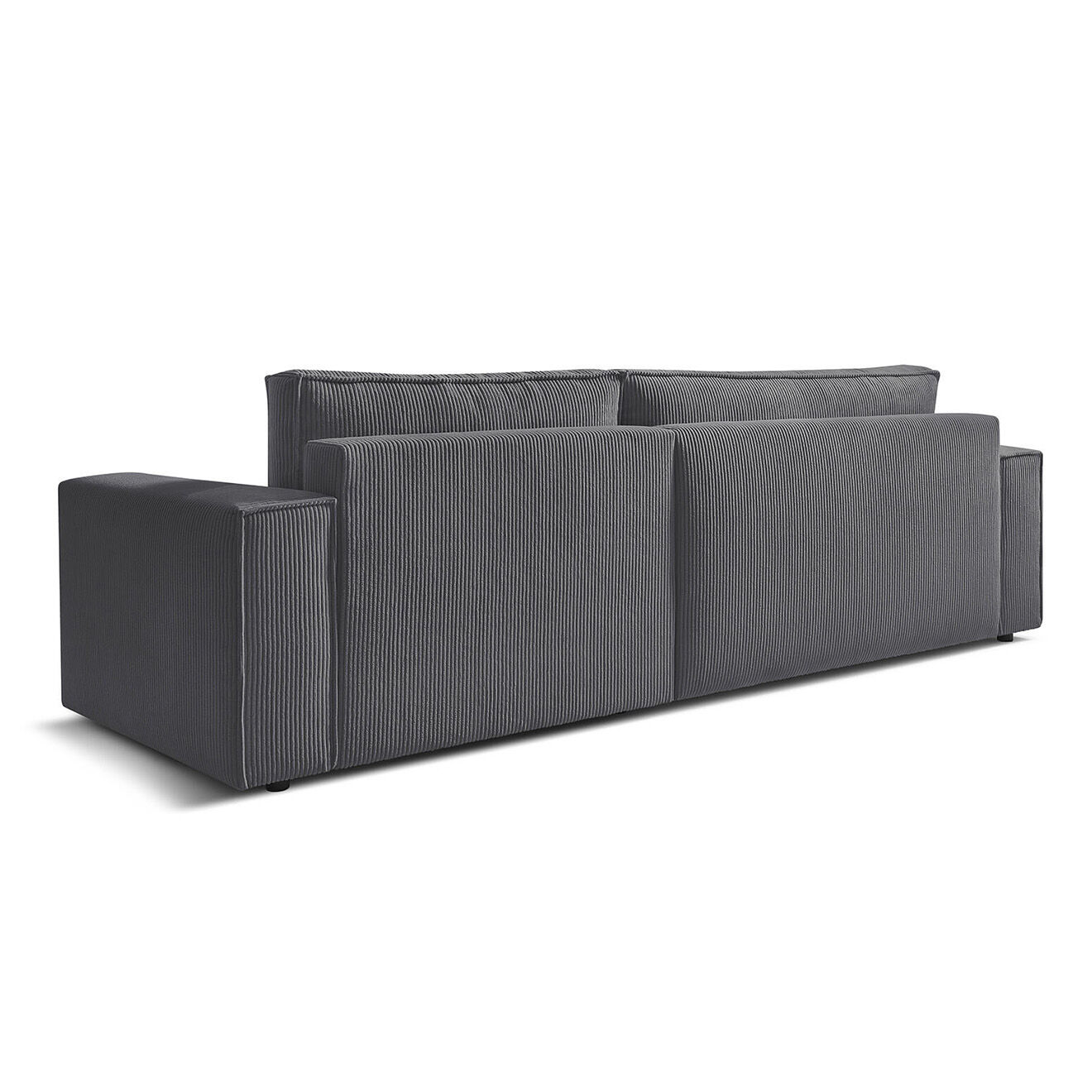 Bobochic Canapé d'angle convertible reversible Nihad en velours côtelé gris foncé - 282x153 cm