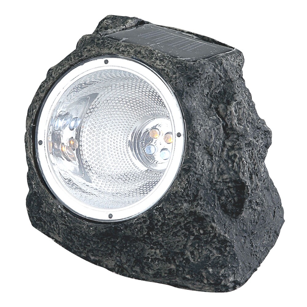 3er Set LED Solarleuchte, Stein, grau, H 10,5 cm