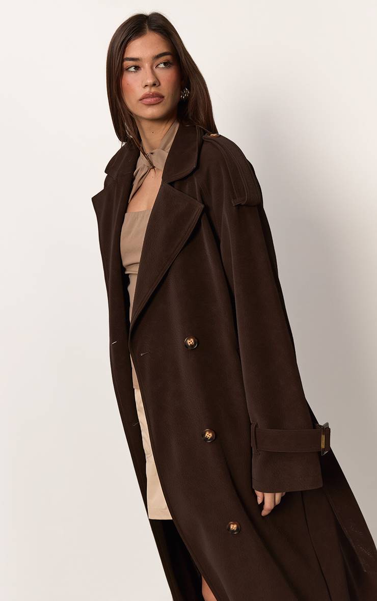 Chocolat Trench-coat En Synthétique Peau De Pêche