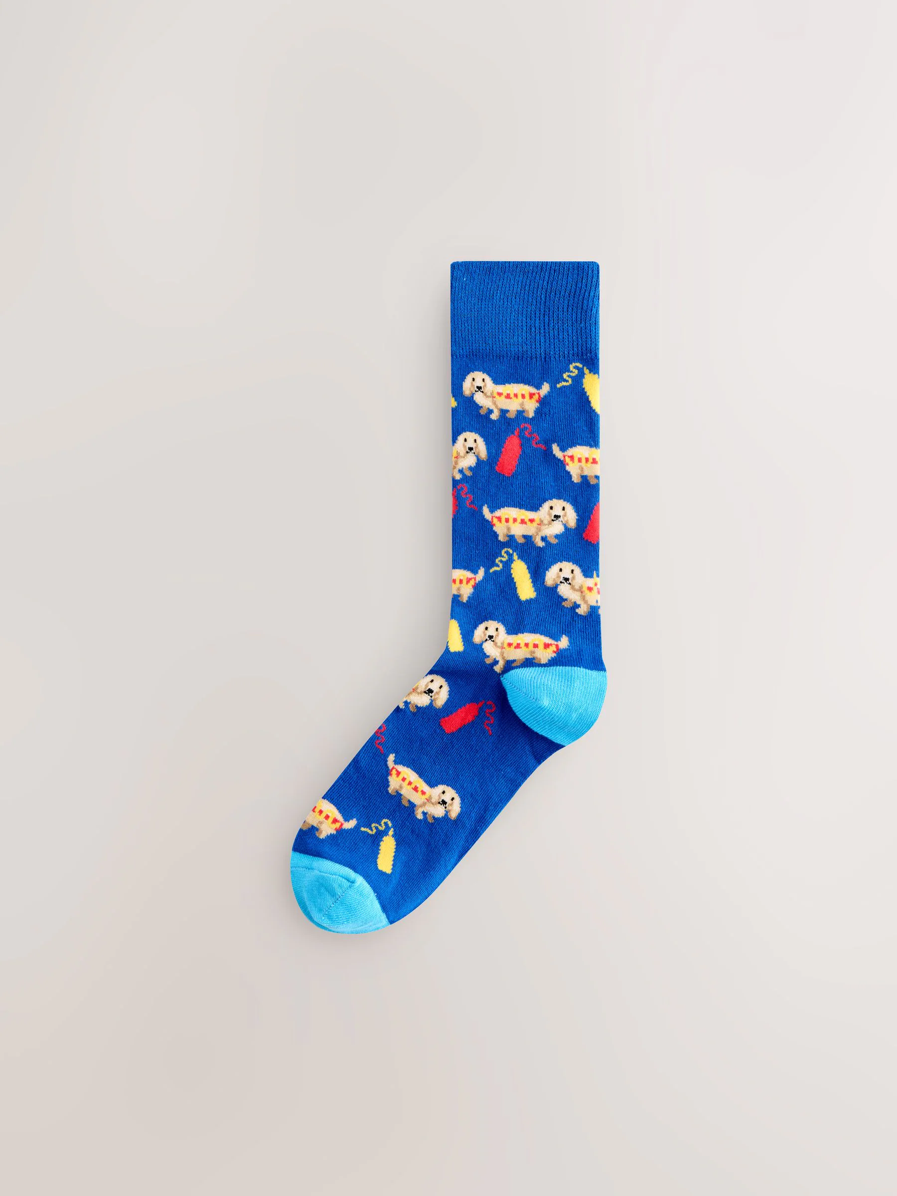 Blauw/groen/rood novelty hond - Set van 8 sokken met patroon