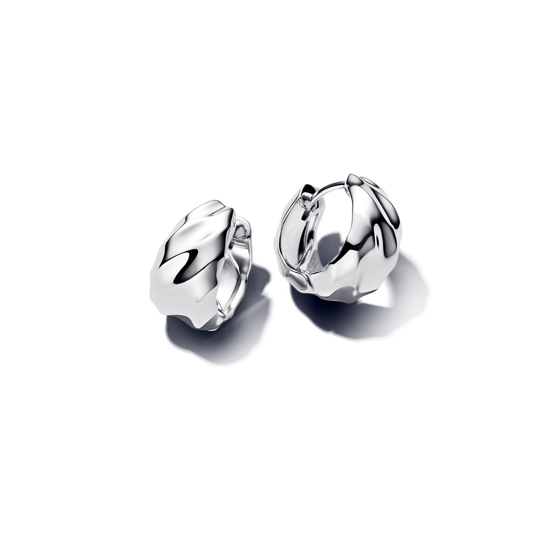 Pandora Essence Gewellte Creolen-Ohrringe 925 Silber