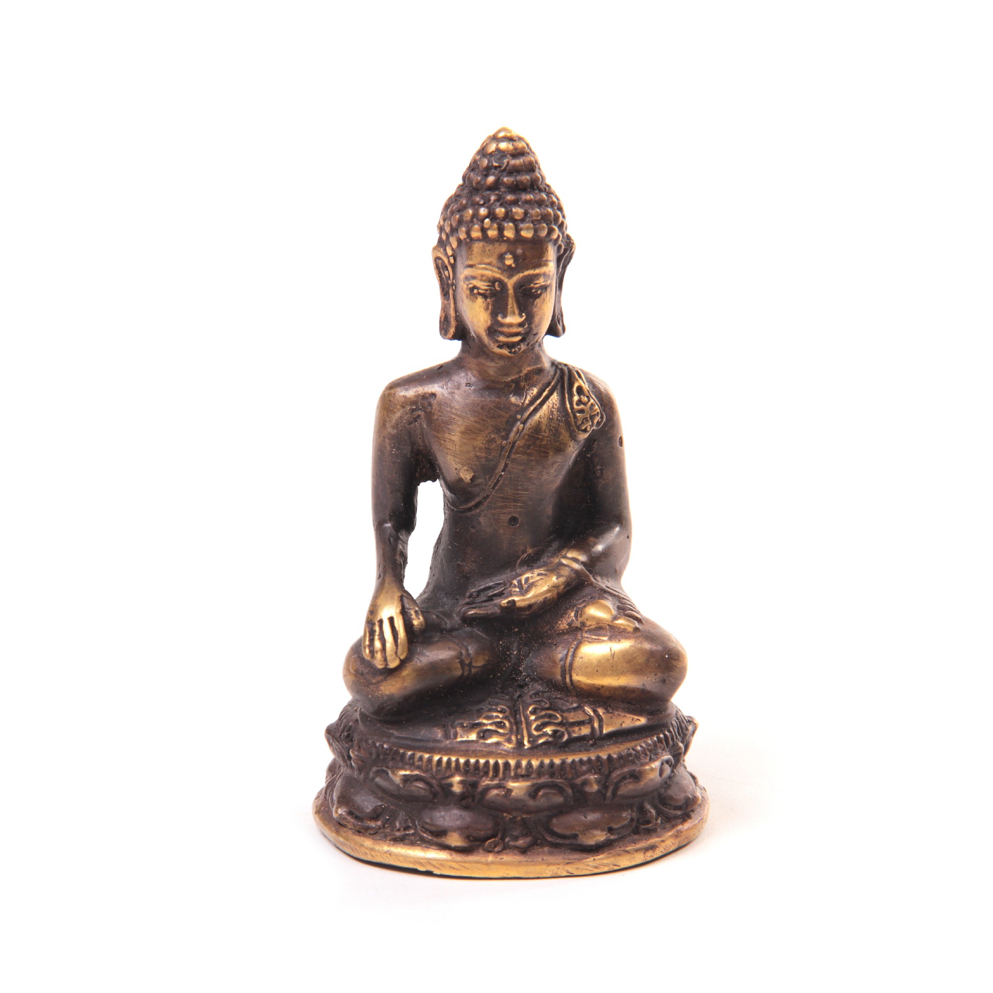 Buddha sitzend, aus Bronze, B 5,5 cm, H 10 cm von fischer's lagerhaus