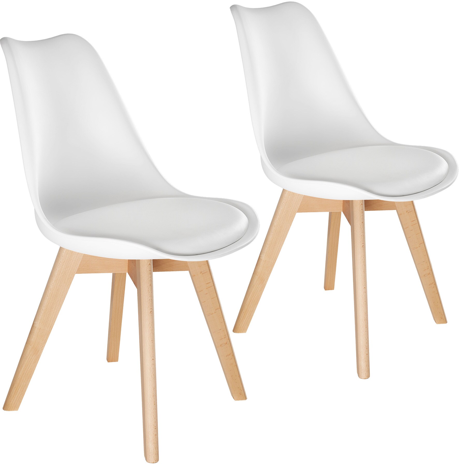 tectake® 2er Set Esszimmerstuhl, gepolsterte Sitzfläche, massive Holzbeine, 49 x 56 x 82,5 cm