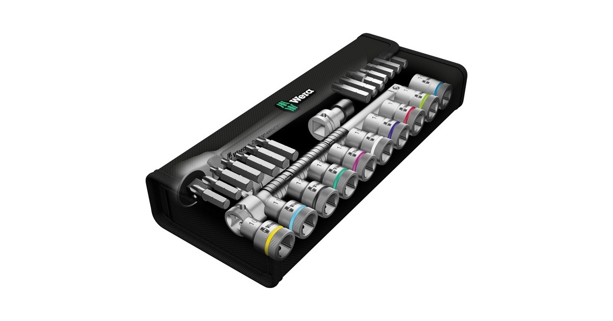 Wera8100 SC 7 Zyklop Metal-ratelset met doorsteekvierkant 1/2