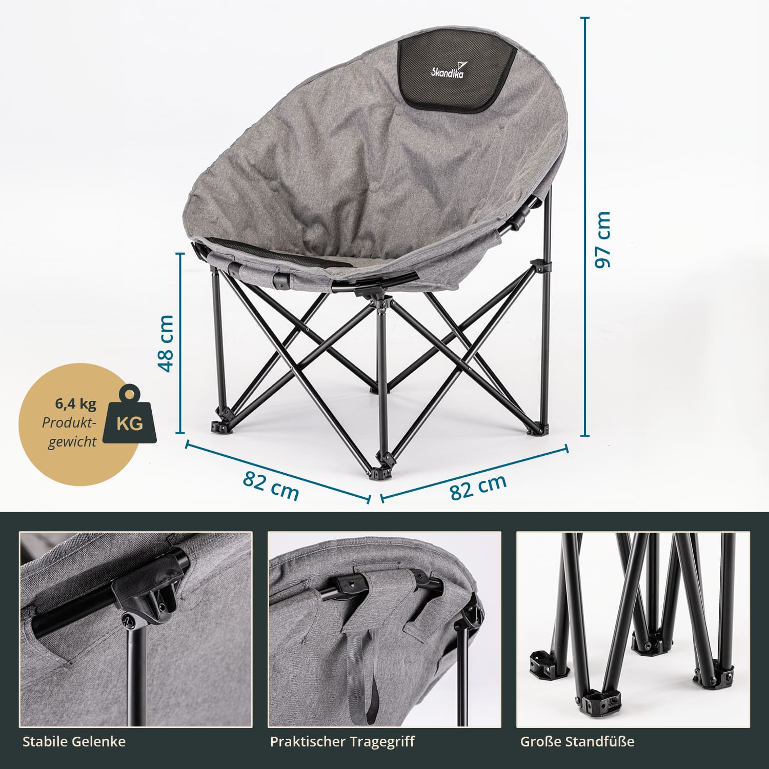 Skandika Kupari Moonchair XL Campingstoel - Grey