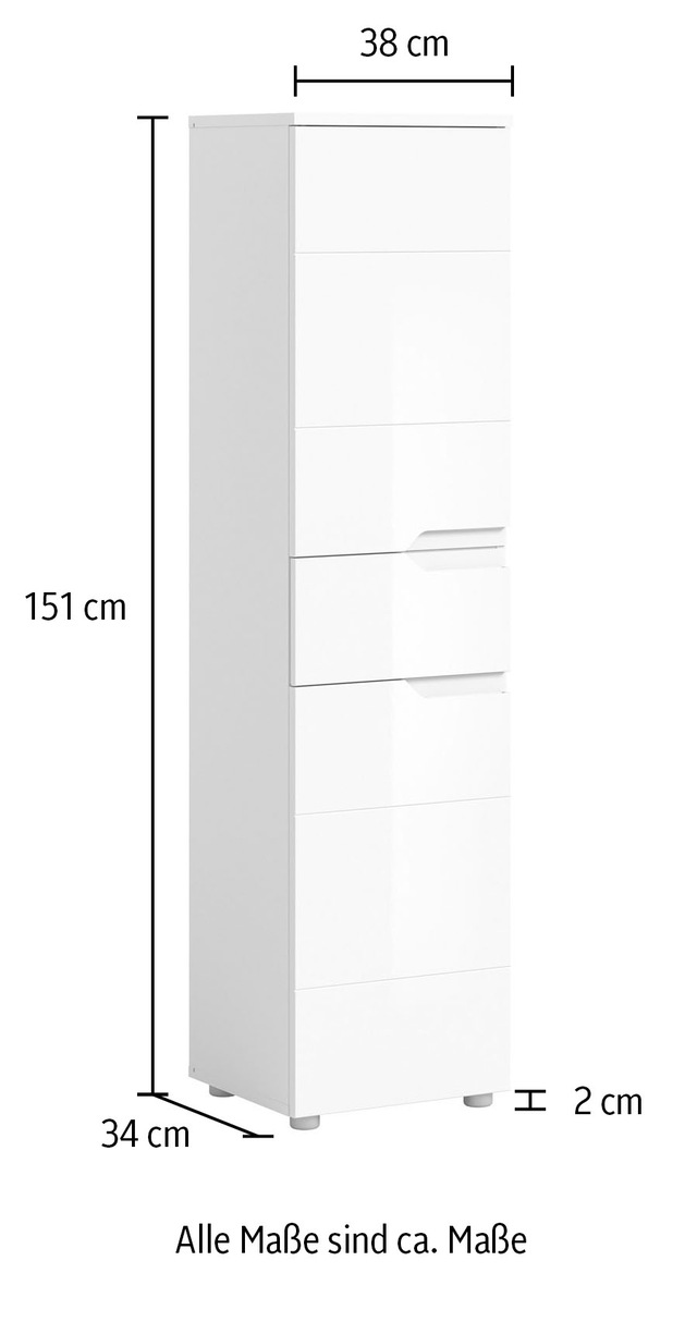 INOSIGN Midischrank »CAPRI, Höhe 151cm, 2 Türen mit Soft-Close-Funktion, 1 Schubkasten« Mehrzweckschrank, Universalschrank, Badschrank, Badhochschrank