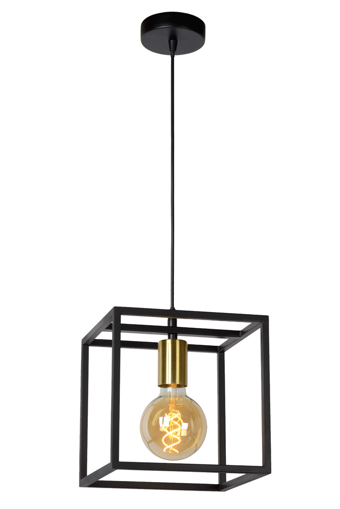 Lucide Ruben hanglamp 22x22cm E27 zwart mat
