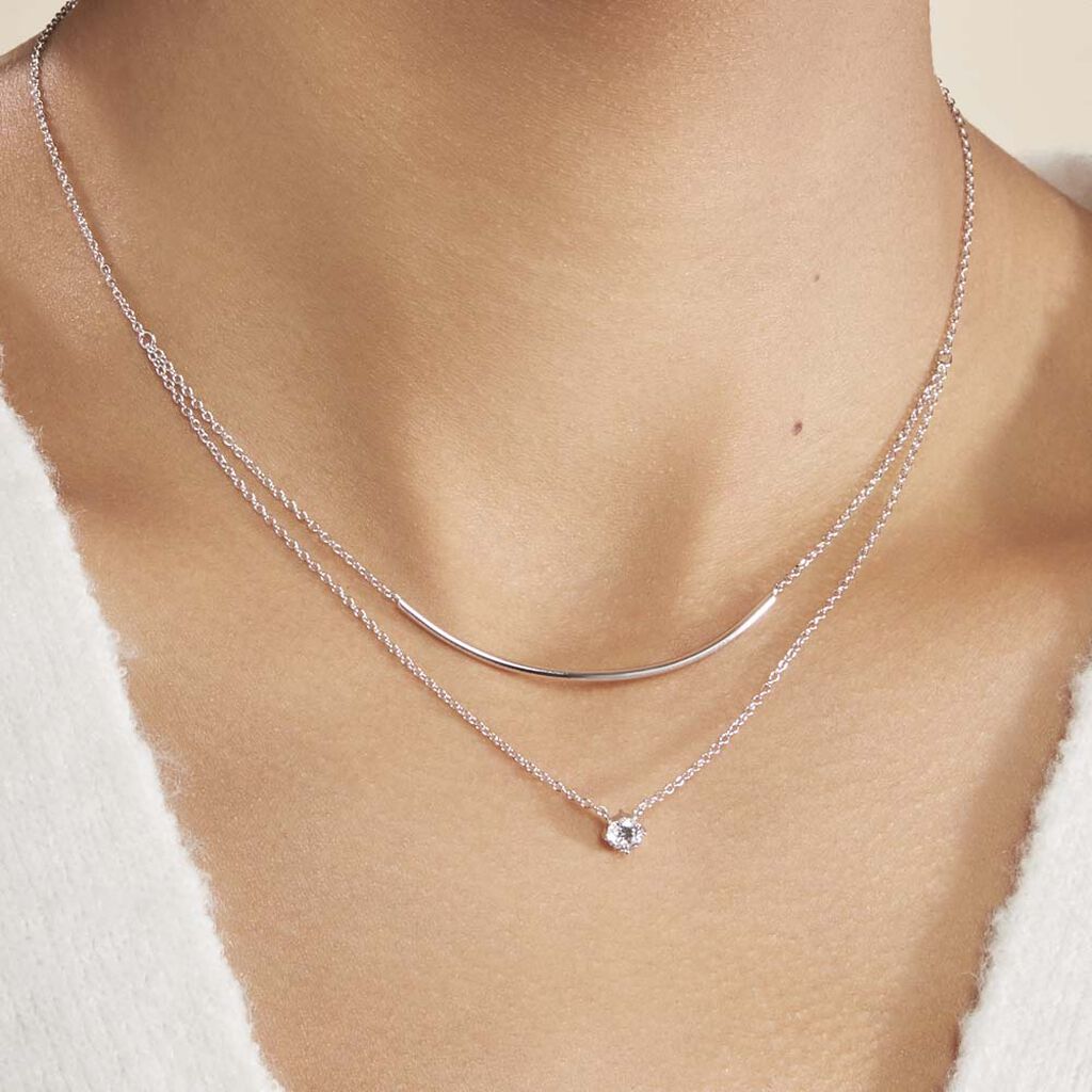 Collier Ruth Argent Blanc Oxyde De Zirconium