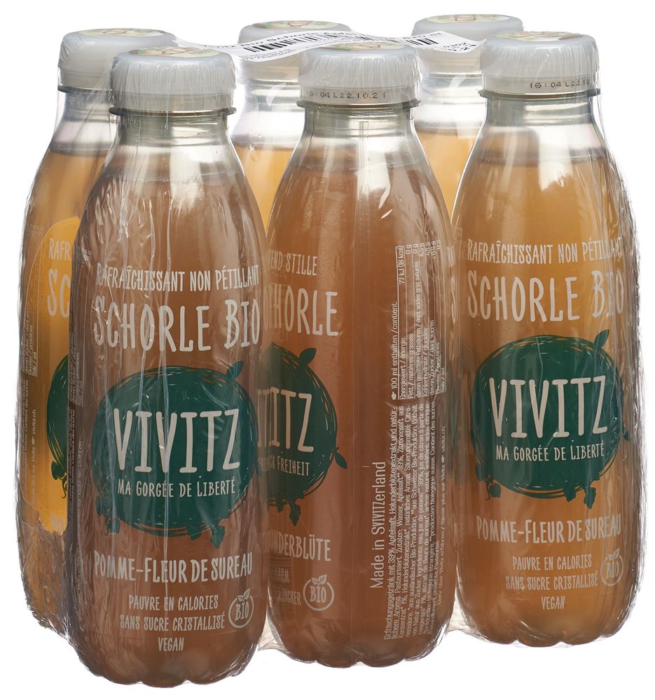 VIVITZ Bio Schorle<br>6 × 0.5 l, Apfel Holunderblüte