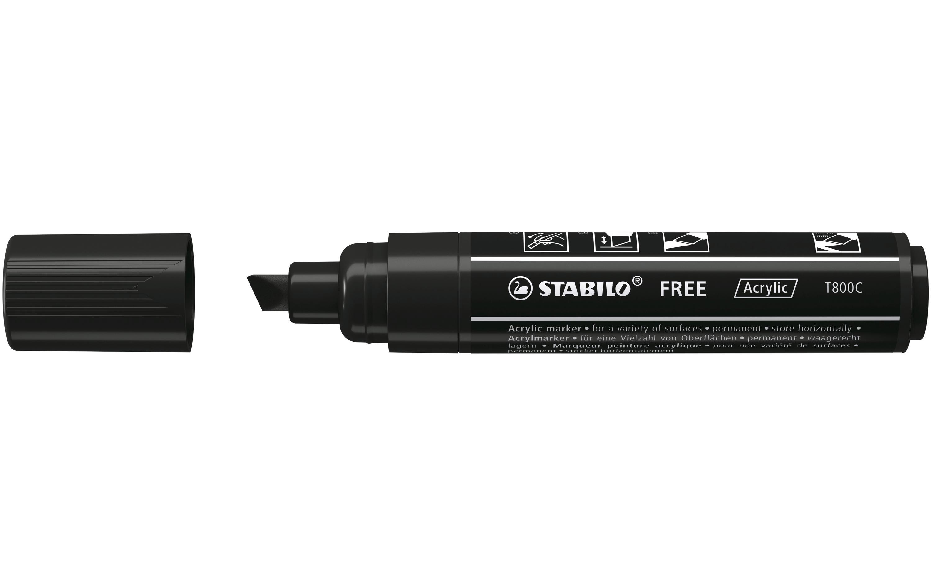 Acrylmarker Free Acrylic T800C SchwarzMarker mit pigmentierter, wasserbasierter Tinte