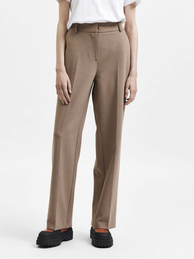 Selected Femme SLFRITA MW WIDE PANT CAMEL MLG B NO Camel/melangé